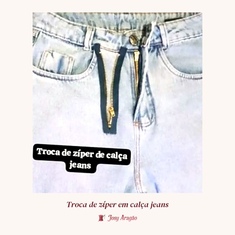 Troca de zíper em calça jeans